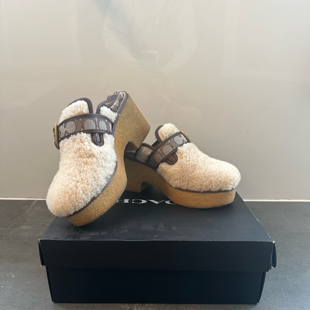 Coach fleece clogs